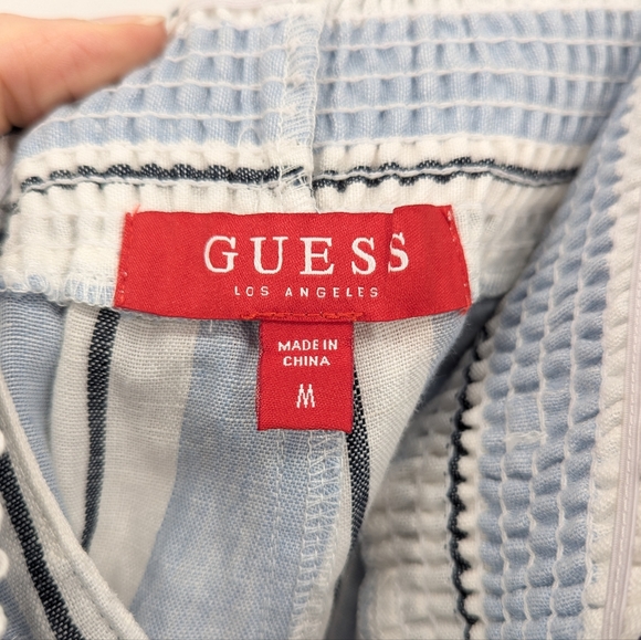 Guess Striped Linen Pants Blue Size Medium - Picture 3 of 9